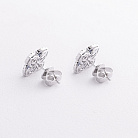 Серьги - пусеты "Клевер" в белом золоте (бриллианты, сапфиры) сб0719mi от ювелирного магазина Оникс - 2