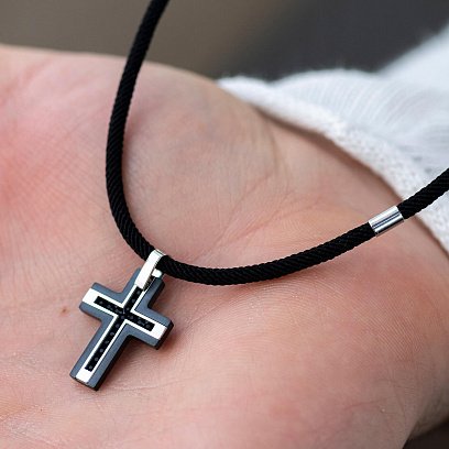 Хрест із білого золота (циркон, фіаніти) 403-00005/1 №4