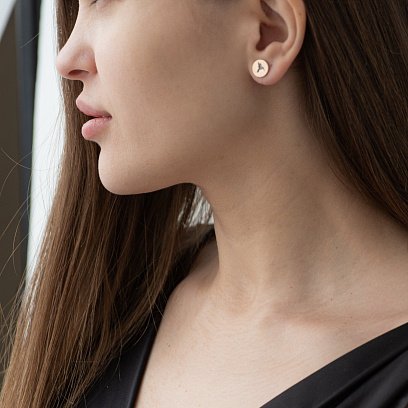 Сережки-пусети "Колібрі" в червоному золоті с06703 №6