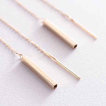 Золотые висячие серьги (протяжки) 580087м №3