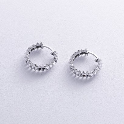 Серьги - кольца в белом золоте с08622 №3