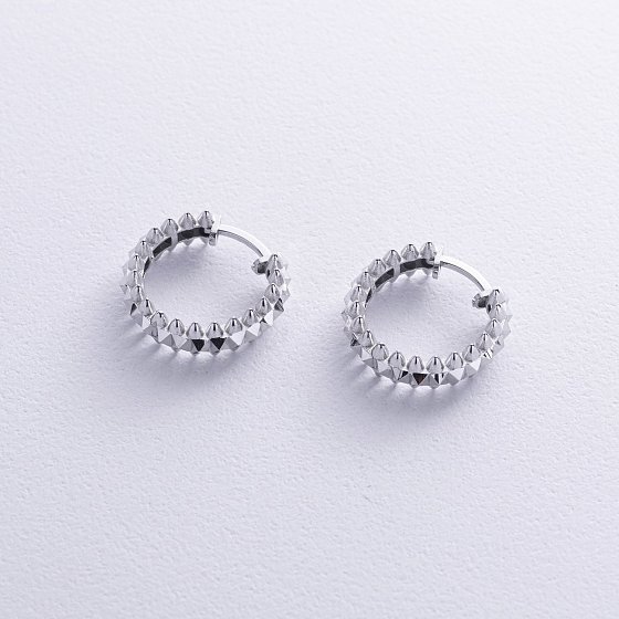 Серьги - кольца в белом золоте с08622 №3