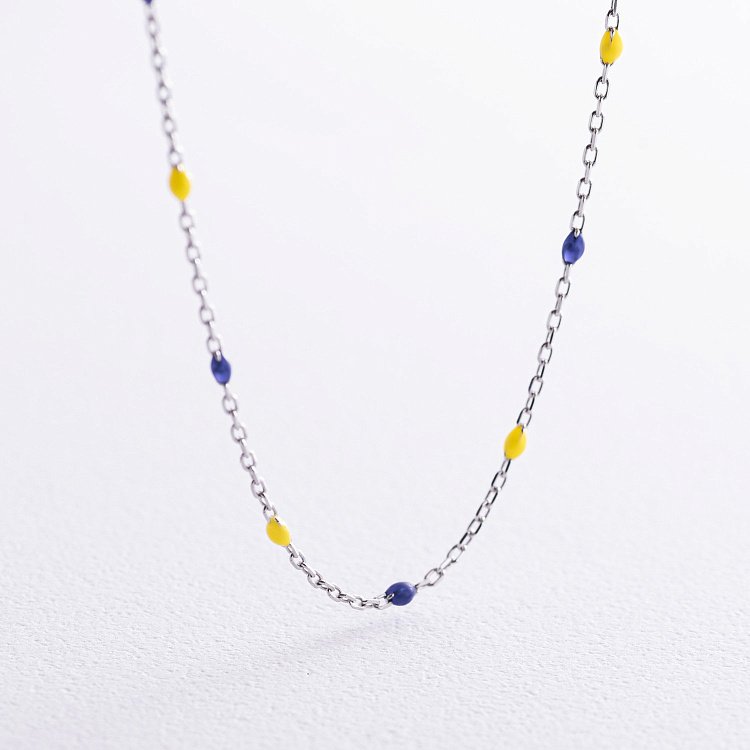 Колье в серебре (синяя и желтая эмаль) 181270 от ювелирного магазина Оникс