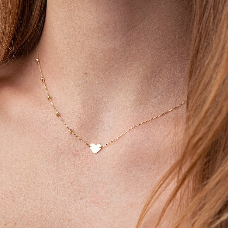 Колье "Сердечко" в желтом золоте кол02091 от ювелирного магазина Оникс