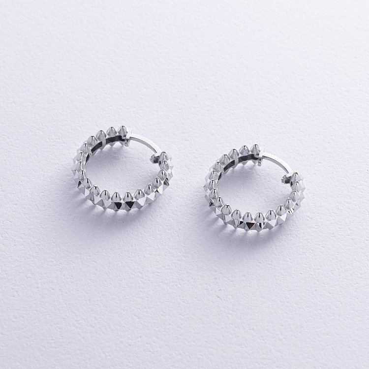 Серьги - кольца в белом золоте с08622 от ювелирного магазина Оникс - 2