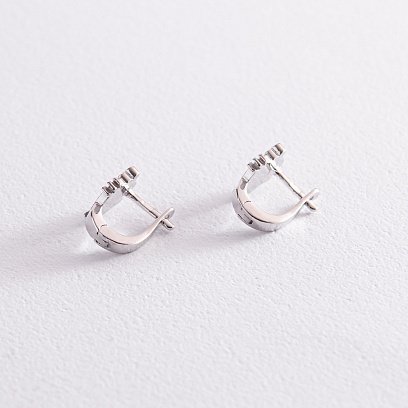 Дитячі срібні сережки "Hello Kitty" (емаль) 123070 №3