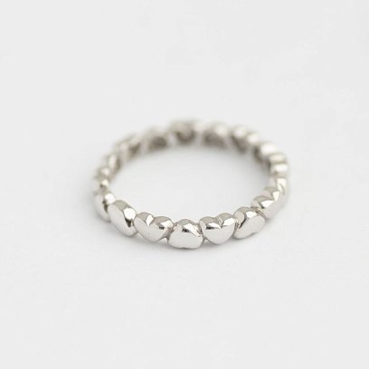 Серебряное кольцо с сердечками 112009 №9