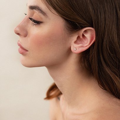 Золоті сережки - пусети "Трикутники" з фіанітами с07700 №7