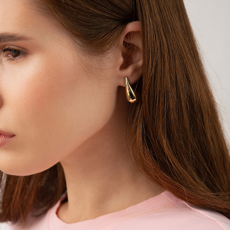 Сережки - пусети "Megan" у жовтому золоті с09471 від ювелірного магазину Онікс - 3