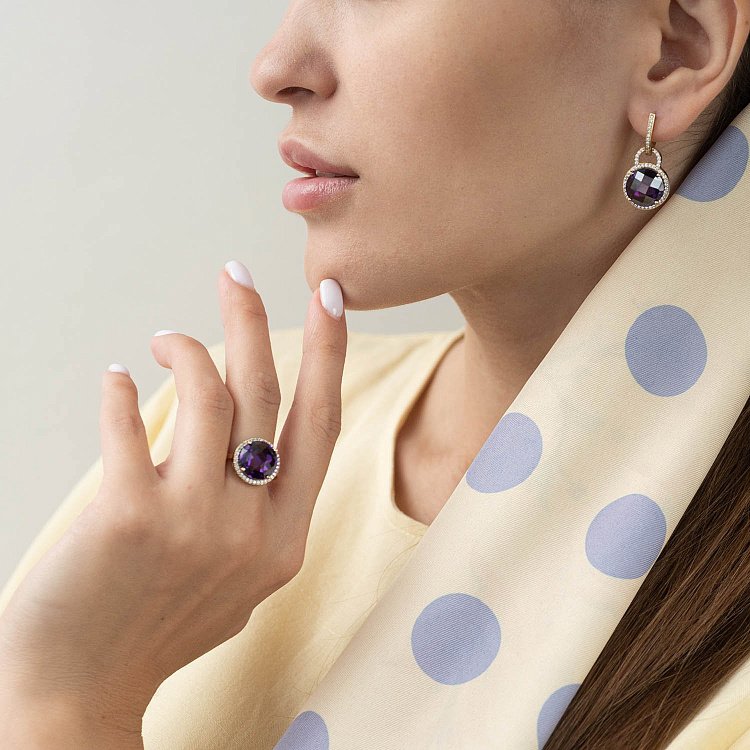 Ексклюзивні золоті сережки з фіанітами с03534 від ювелірного магазину Онікс - 1