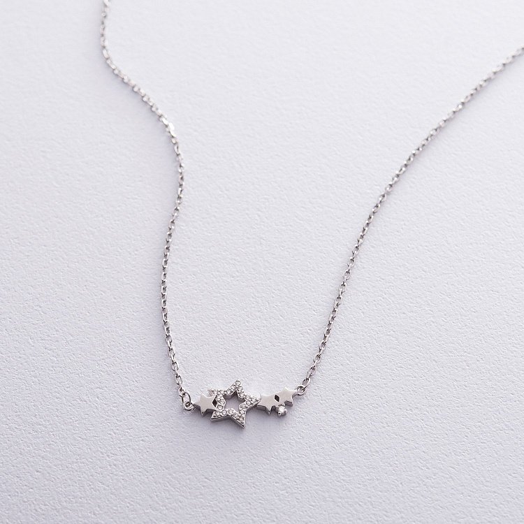 Серебряное колье "Звездочки" 18797 от ювелирного магазина Оникс - 1