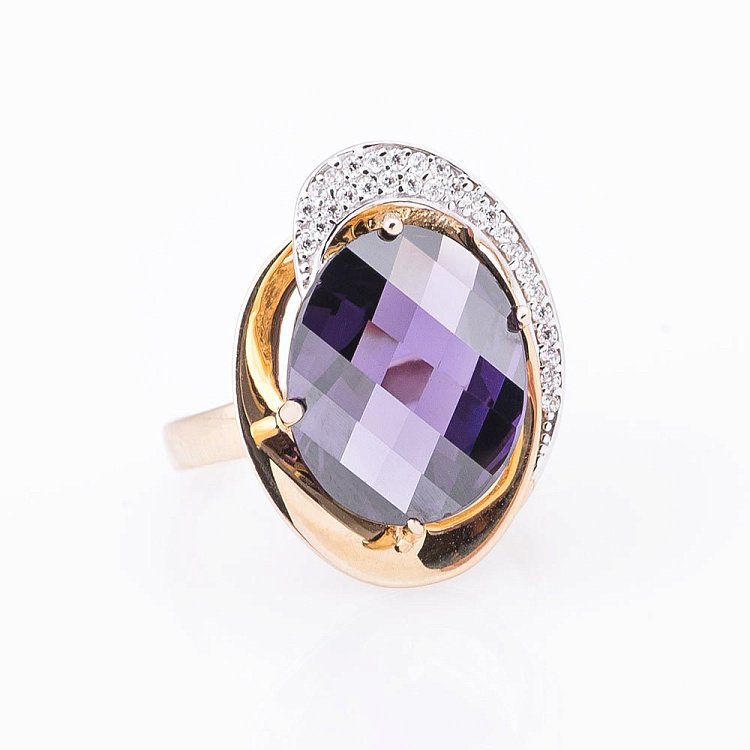 Золотое кольцо с фианитами к04444 от ювелирного магазина Оникс - 4