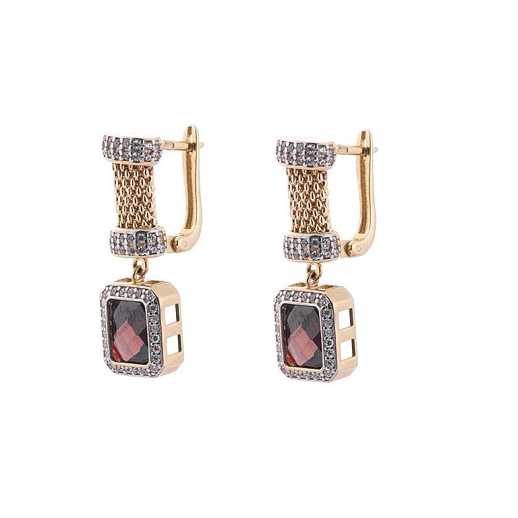 Серьги из золота с фианитами с03372 от ювелирного магазина Оникс