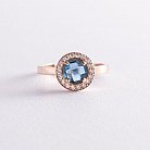 Золотое кольцо с голубым и белыми фианитами к06840 от ювелирного магазина Оникс
