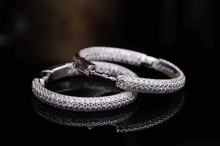 Серьги (фианиты,родий) 12908 от ювелирного магазина Оникс - 1