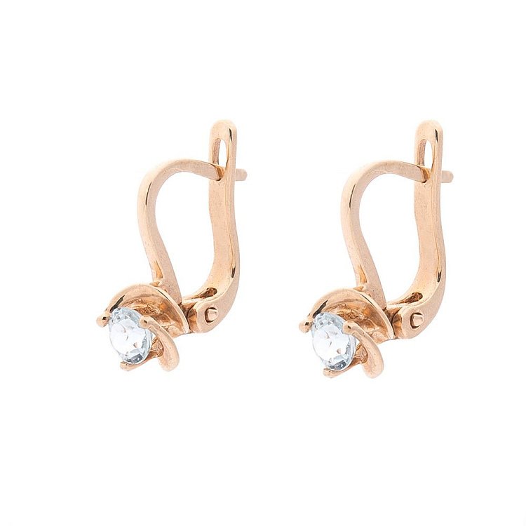 Сережки із золота з блакитним топазом с02509 від ювелірного магазину Онікс - 1