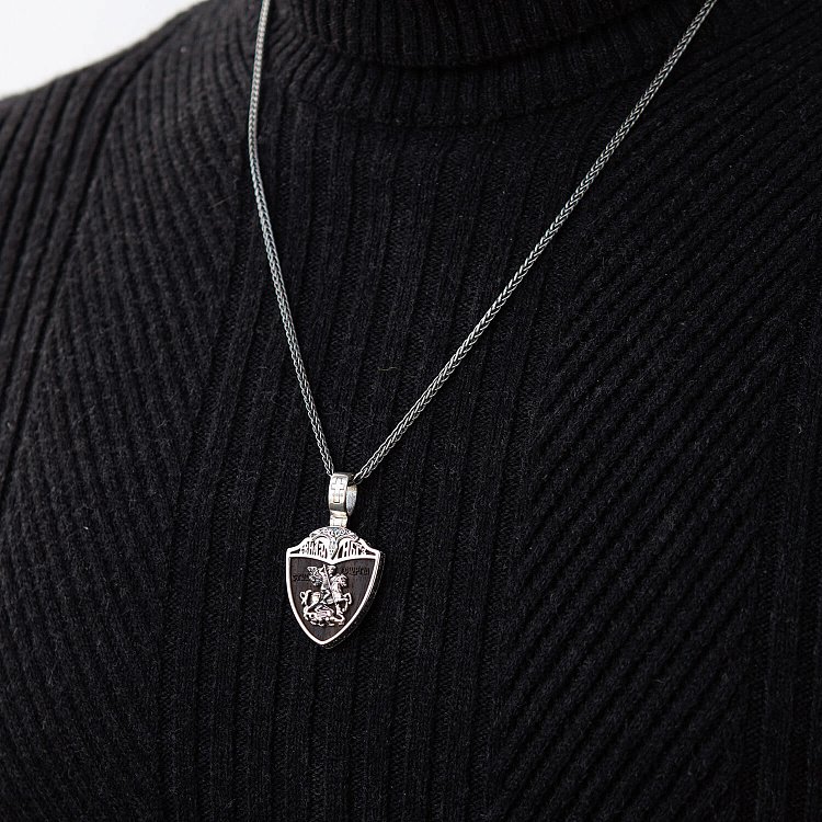 Серебряный кулон "Св. Георгий Подебедоносец" с эбеновым деревом 974 от ювелирного магазина Оникс - 8