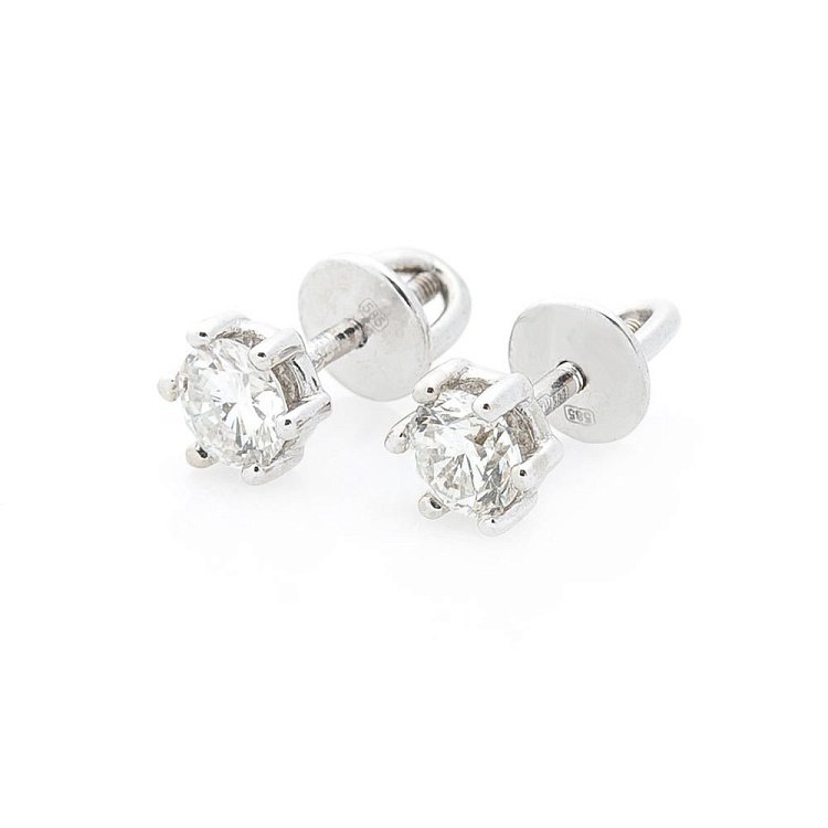 Золотые серьги-пусеты (бриллианты) е0465 от ювелирного магазина Оникс