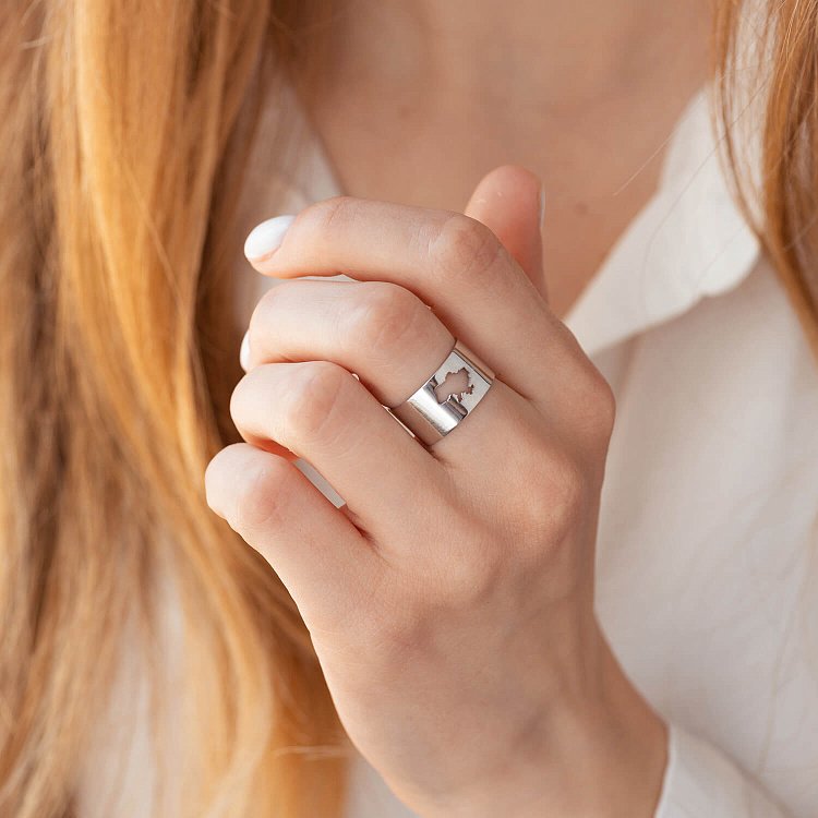 Кольцо "Моя Украина" в белом золоте к07040 от ювелирного магазина Оникс - 5