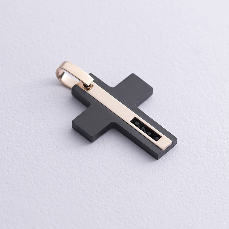 Крест из желтого золота (циркон, фианиты) 603-00006/1 от ювелирного магазина Оникс