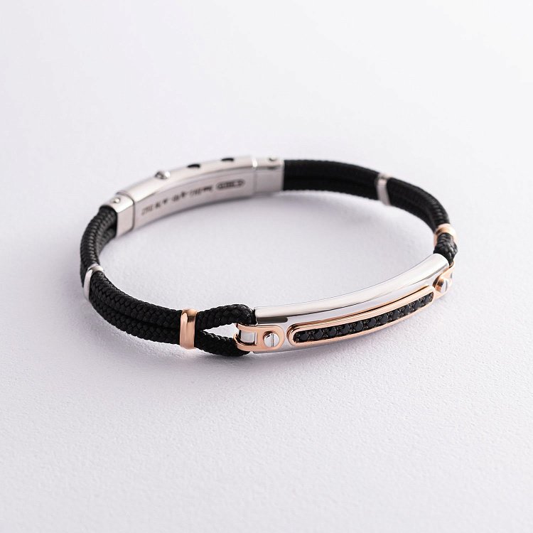 Чоловічий браслет з кевлара з чорною шпінеллю ZANCAN EXB787R-N від ювелірного магазину Онікс - 2