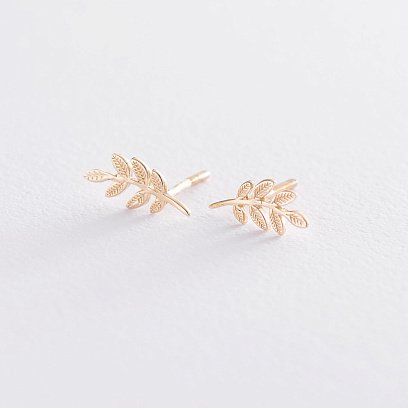 Золотые серьги - пусеты "Веточки" с06736