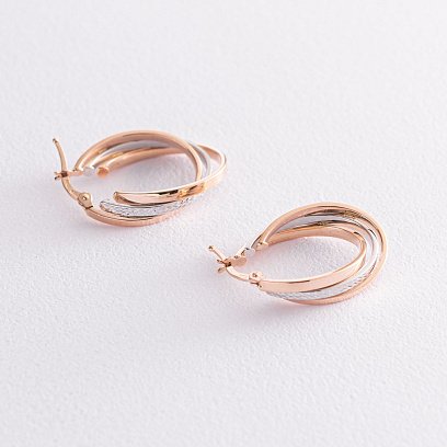 Сережки "Сплетіння" (червоне і біле золото) с06450 №3