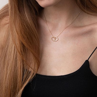 Колье "Влюбленные сердца" в желтом золоте кол01988 №3