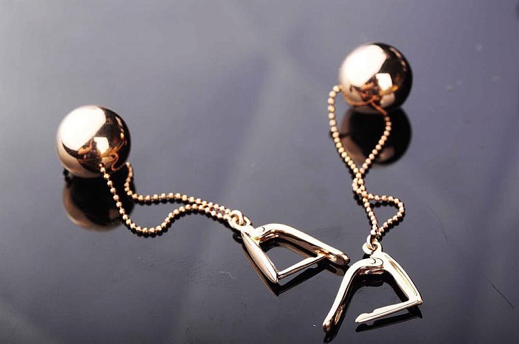 Серьги "Шарики" с01180 от ювелирного магазина Оникс - 2