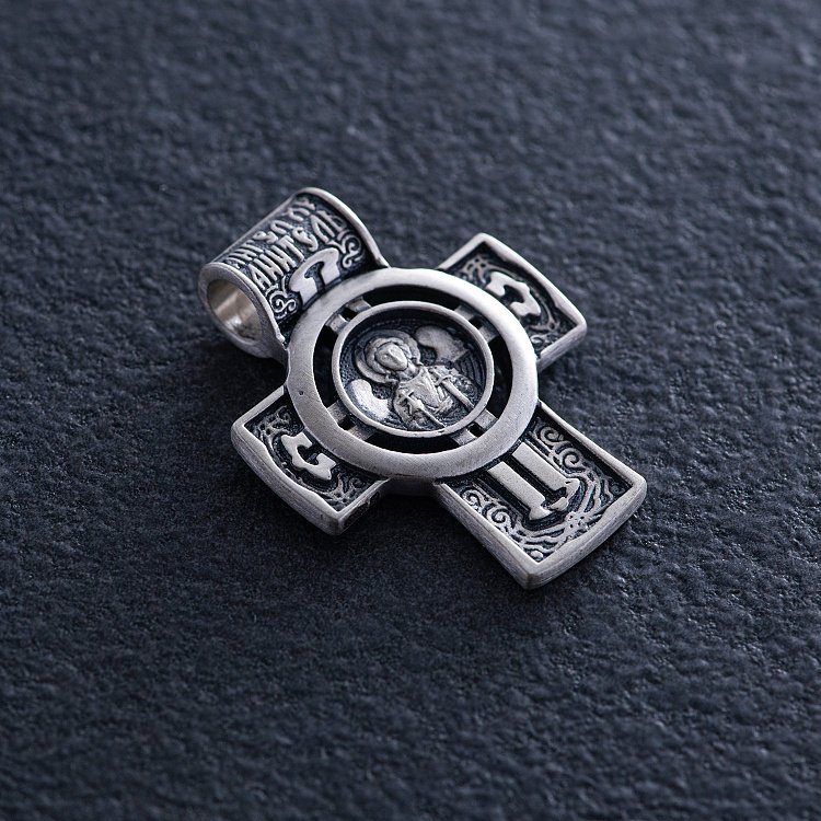 Серебряный православный крест "Господь Вседержитель. Ангел Хранитель. Спаси и Сохрани" 133233 от ювелирного магазина Оникс - 2