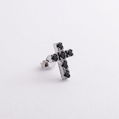 Мужская моносерьга "Крестик" в серебре Zancan ESO013 №3