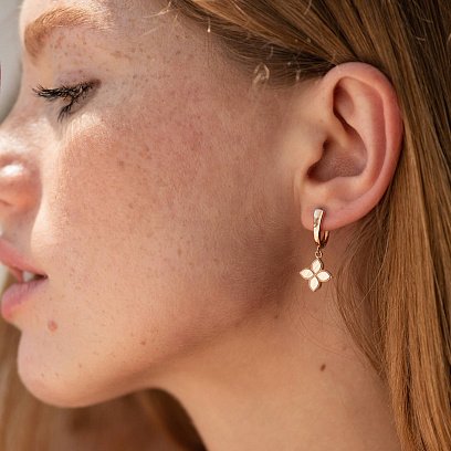 Серьги "Клевер" в красном золоте с08457 №2