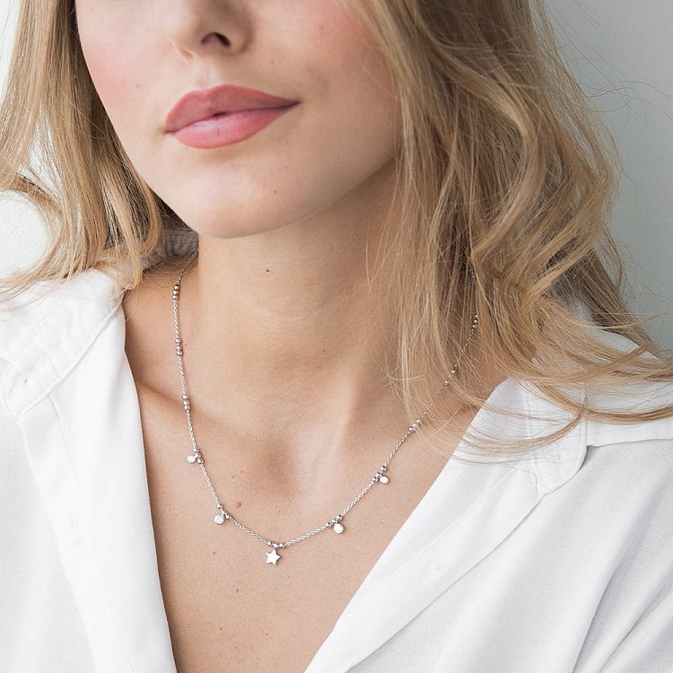 Серебряное колье "Звездочки" с фианитами 18668 от ювелирного магазина Оникс - 2