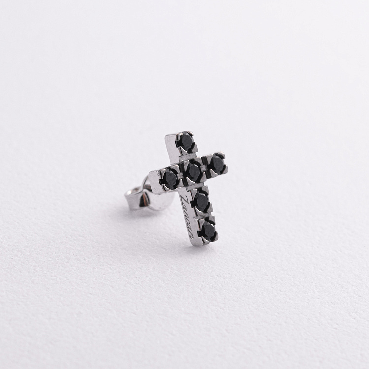 Мужская моносерьга "Крестик" в серебре Zancan ESO013 от ювелирного магазина Оникс - 2