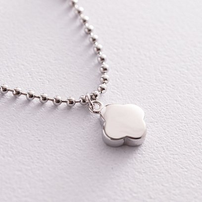 Серебряный браслет "Клевер и шарики" на ногу 141543 №3