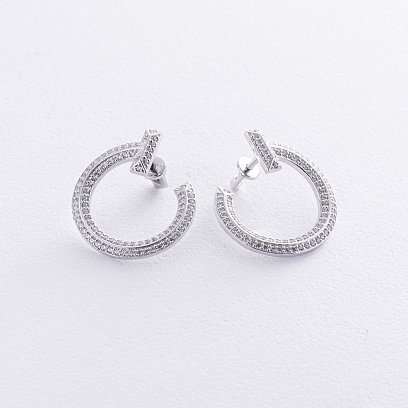 Серьги - пусеты "Evelyn" в белом золоте (бриллианты) сб0488м №5