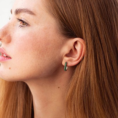 Золоті сережки "Беата" з зеленими фіанітами с08933 №4