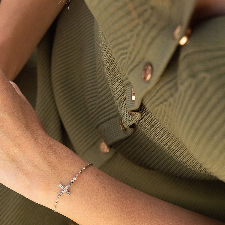 Золотий браслет "Хрестик" з діамантами бб0033cha від ювелірного магазину Онікс - 3