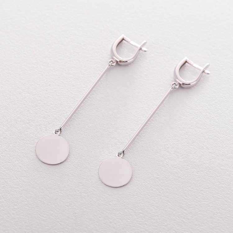 Сережки "Монетки" з білого золота с06393 від ювелірного магазину Онікс