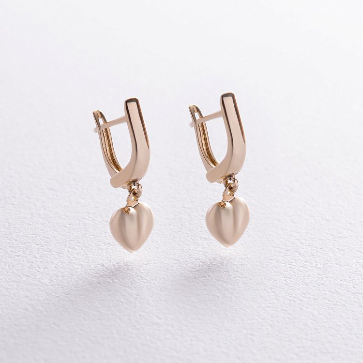 Серьги "Сердечки" в желтом золоте с08389 от ювелирного магазина Оникс - 2