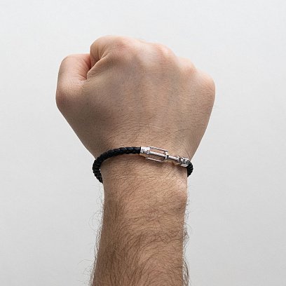 Каучуковий браслет з білого золота б03986 №2