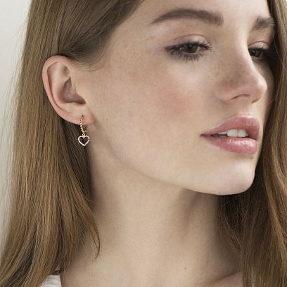 Сережки "Сердечки" в червоному золоті с05938 №3