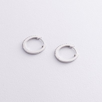 Золотые серьги - кольца с бриллиантами сб0541cha №3