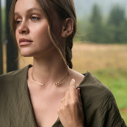 Сережки - пусети "Кульки" в жовтому золоті (0.7 см) с06892 №20