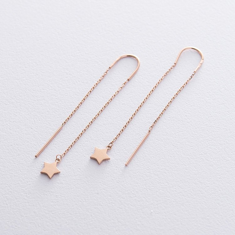 Золотые серьги - протяжки "Звездочки" с05282 от ювелирного магазина Оникс