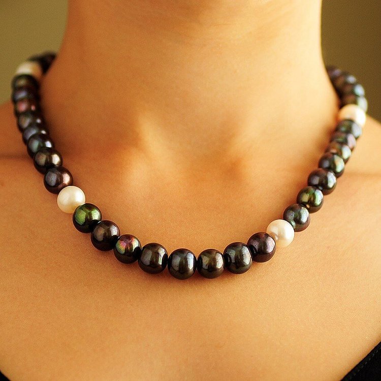 Колье (культивированный морской жемчуг,золото 585",фианиты) кол00507 от ювелирного магазина Оникс