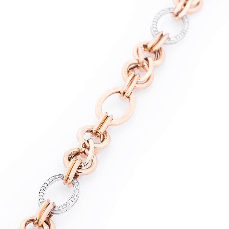 Золотой цепочный браслет с фианитами б01483 от ювелирного магазина Оникс - 1