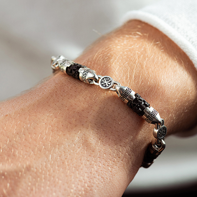 Мужской серебряный браслет с эбеновым деревом 1501 от ювелирного магазина Оникс - 3