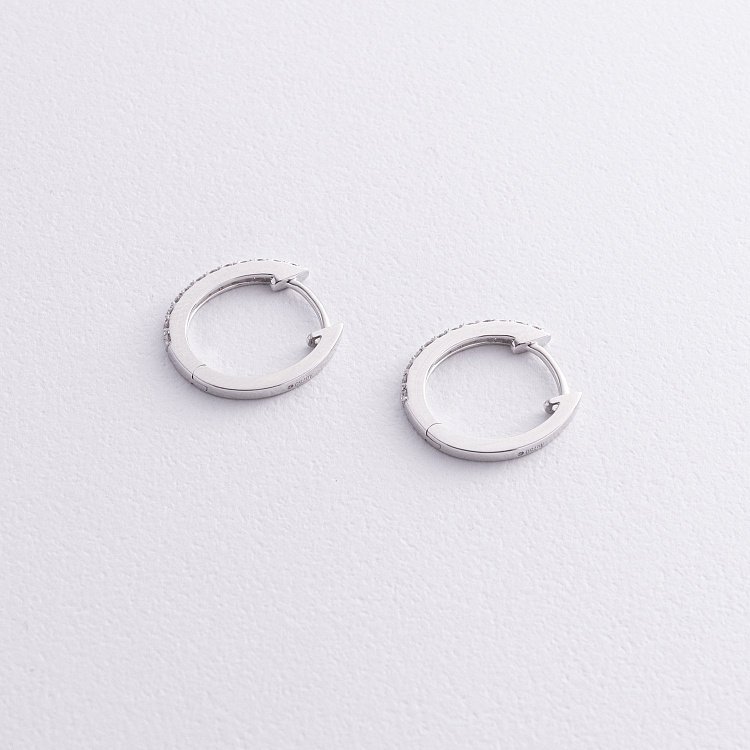 Золотые серьги - кольца с бриллиантами сб0541cha от ювелирного магазина Оникс - 2