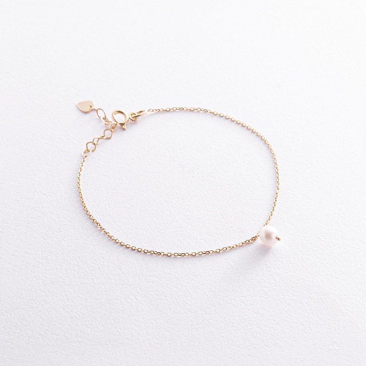 Браслет із перлиною (жовте золото) б05265 від ювелірного магазину Онікс